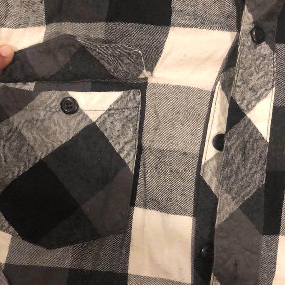 100% cotton black and white plaid button down. - Picture 2 of 5